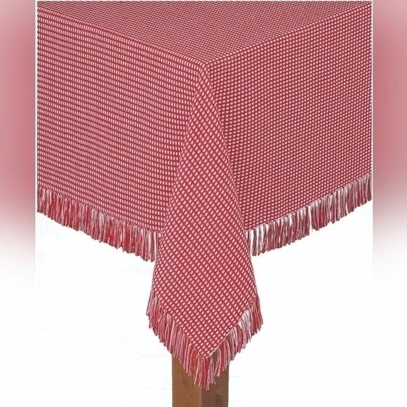 𝅺LINTEX Homespun Red 100% Cotton Tablecloth 60"X84" - Picture 2 of 4